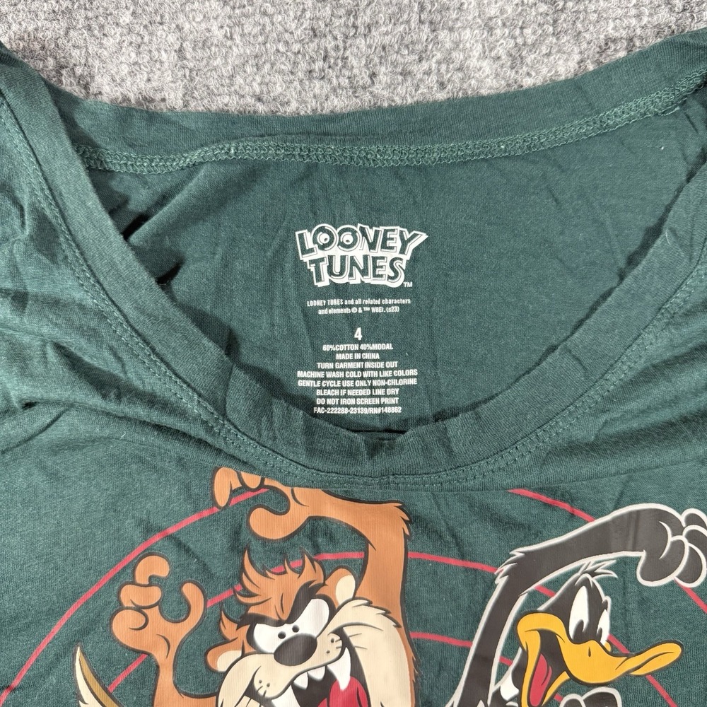 Looney Tunes Women's Torrid Sleep Shirt Green Side Tie Size 4 - Picture 3 of 6